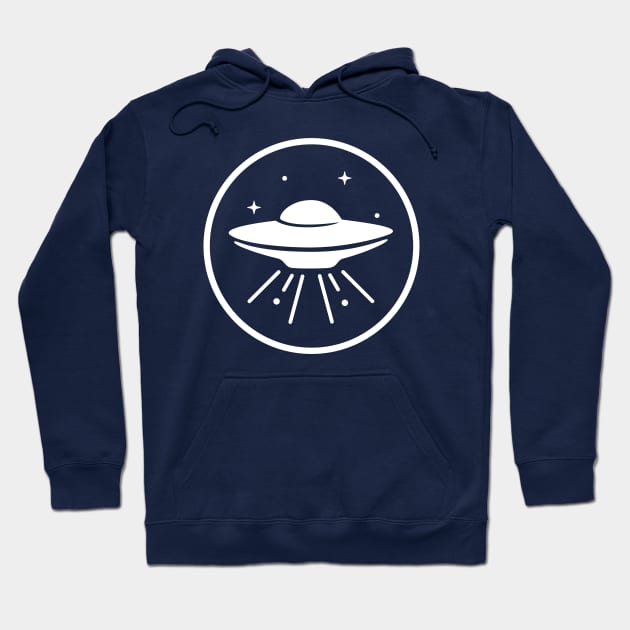 Retro minimal UFO Sci Fi Hoodie by happinessinatee